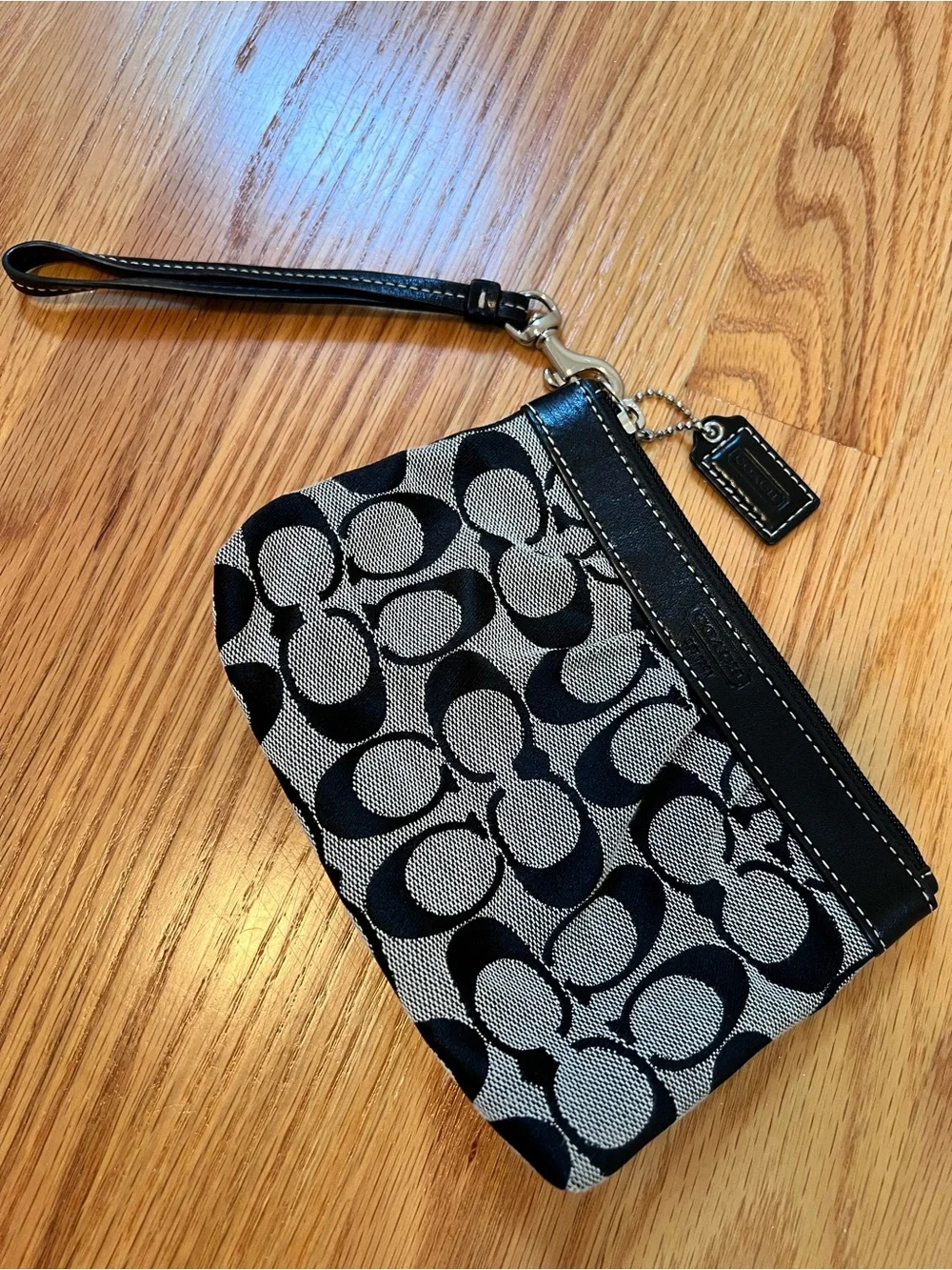 Coach Y2K Signature C Pleated Black Wristlet